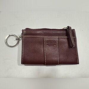 Coach Maroon Leather Key Card Zip Case Minimalist Lifestyle EUC Small